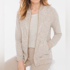 Chico’s Zenergy Tonal Embroidered Jacket Chicos Size 4 =xxl